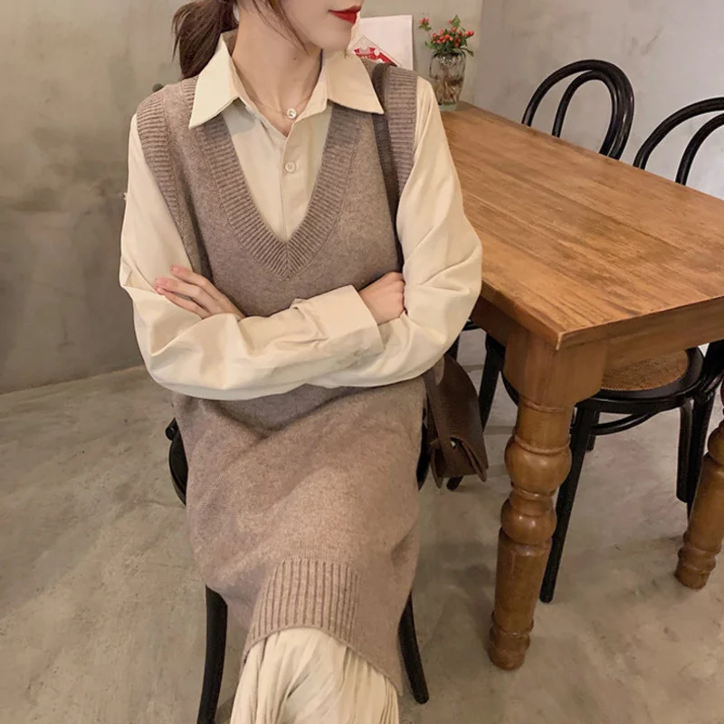 Женский трикотажный свитер с V-образным вырезом Модный повседневный топ в