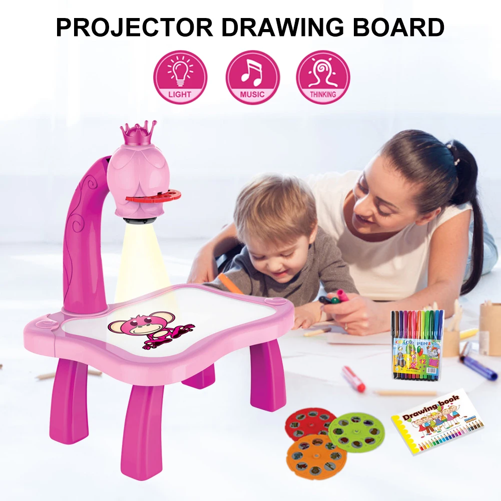 

Children LED Projector Art Drawing Table Toys Kids Painting Board Desk Arts Crafts Educational Learning Paint Tools Toy For Kid