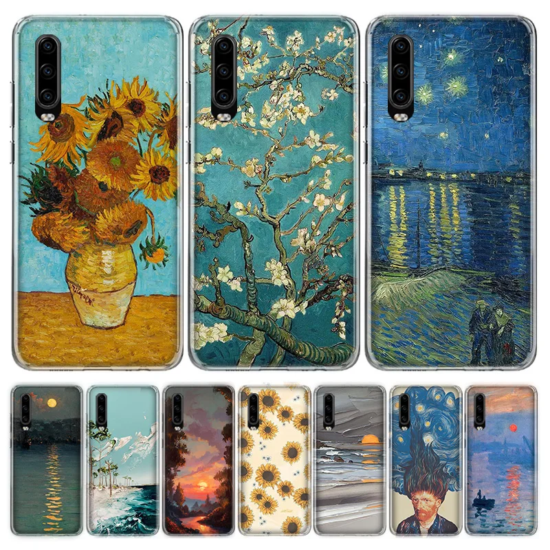 

Van Gogh Sunflowers Paint The Starry Night Phone Case For Huawei P40 P30 P20 P10 Mate 10 20 30 Lite Pro P Smart Z Plus 2018 2019