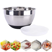 stainless steel mixing bowl with lid and silicone non slip bottom kitchen utensil bowl for salad bread pastries cake bowl