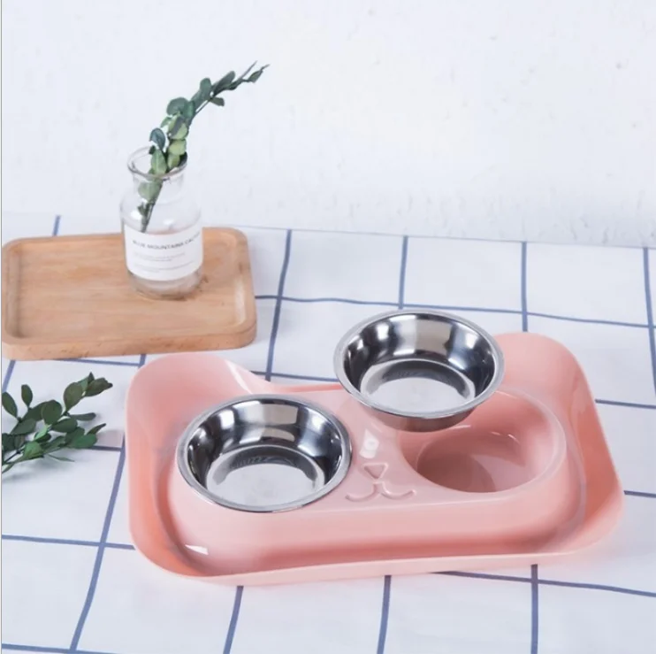 

1Pc Durable Double Stainless Steel Dog Cat Bowls with Non-spill & Non-skid Design for Pet Food and Water Elevated Feeder