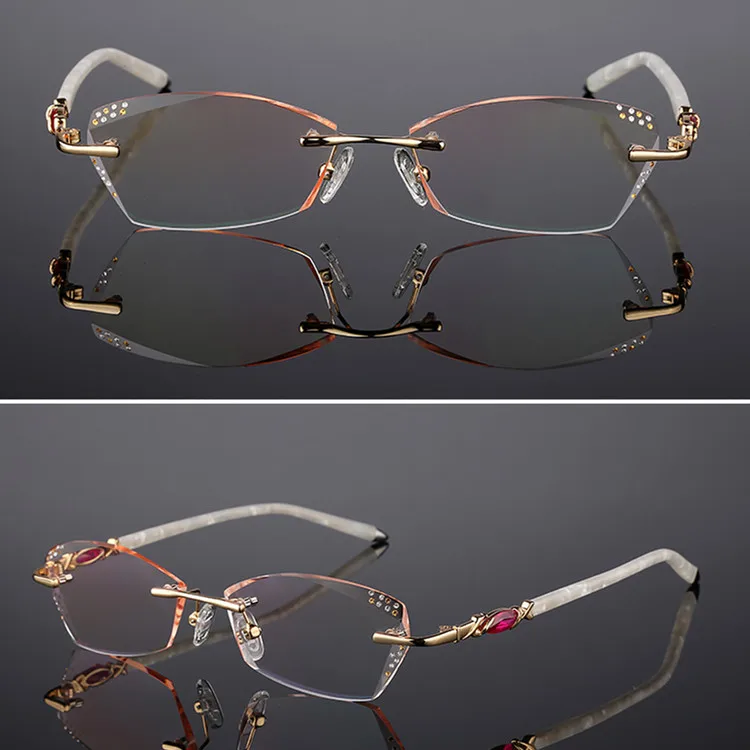 Женские очки без оправы с алмазной огранкой Из Инкрустированного сплава для