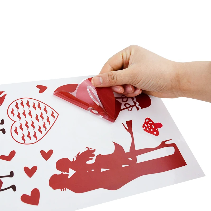 

1Set Creative Valentine's Day Wall Stickers Window Glass Refrigerator DIY Decal Romantic Red Love Heart Wedding Party Decoration