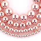 Бусины Из Гематита и розового золота с нанопокрытием, вакуумные круглые бусины россыпью для изготовления ювелирных изделий, браслетов сделай сам 4, 6, 8, 10 мм