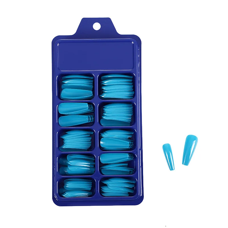 Накладные ногти удлиненные изогнутые матовые розовые мраморные с клеем 100 шт. |