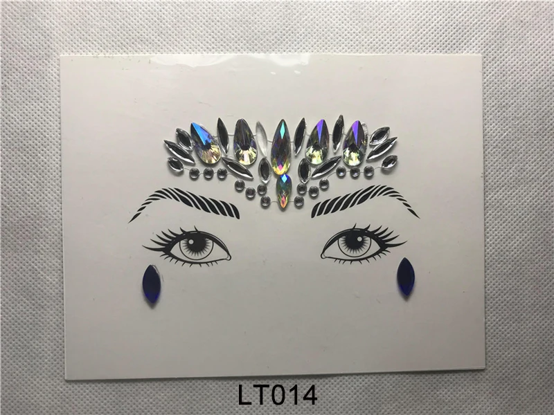 LT014 Временные Стразы, блестящие тату-наклейки, украшения для лица, драгоценные камни, праздничные вечерние украшения для макияжа, украшения для тела, флэш-поддельные временные татуировки - Цвет: LT014