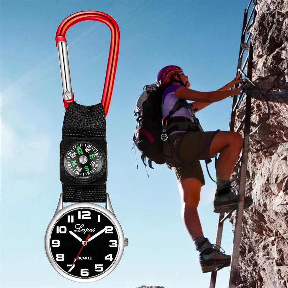 Открытый Карабин компас карманные часы Спорт мода нейлон ремень Рюкзак Пряжка