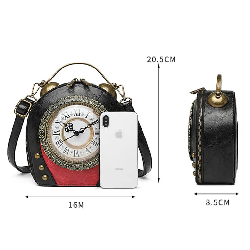 

Diinovivo Creative Clock Crossbody Bag Fashion Women Shoulder Bag Retro Leather Bags Luxury Hand Bag Personality Female WHDV1701