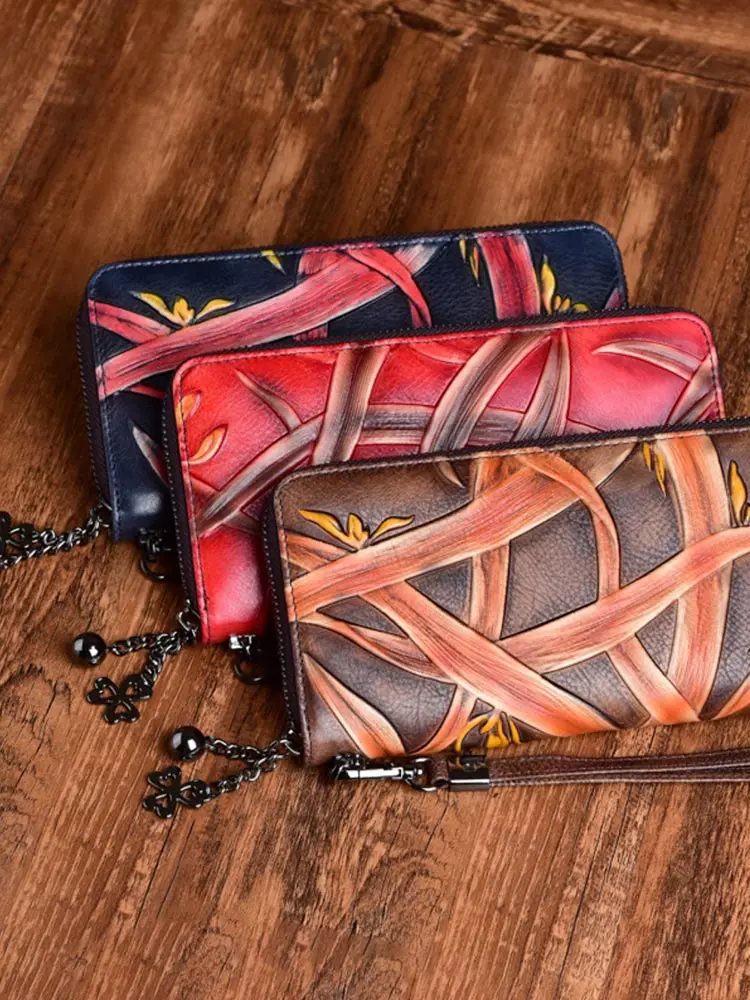 Новинка 2020 женские кошельки длинный бумажник из натуральной кожи с тиснением