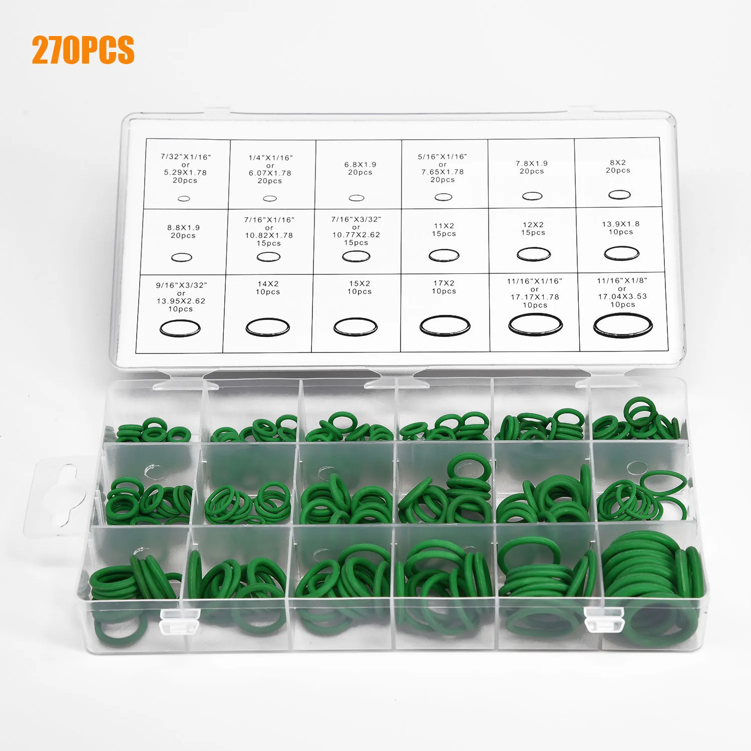 

18 Sizes Seal Rings Green O-rings Vehicle Repair Tools Auto Kit High Quality Rubber 120g Convenient Durable New