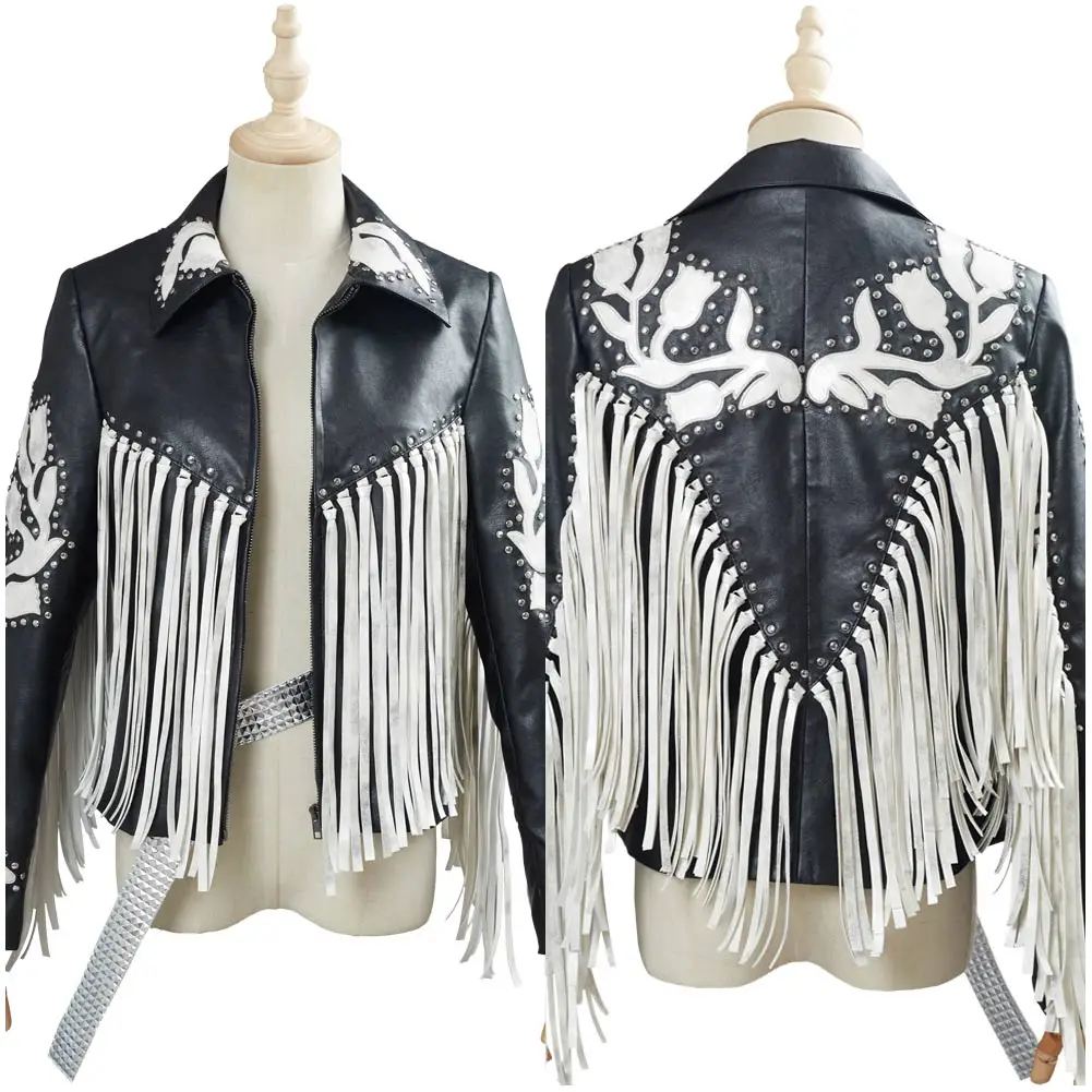 

Anime Cosplay Black Fringe Jacket Exotic Halloween Outfit women autumn winter clothes coat