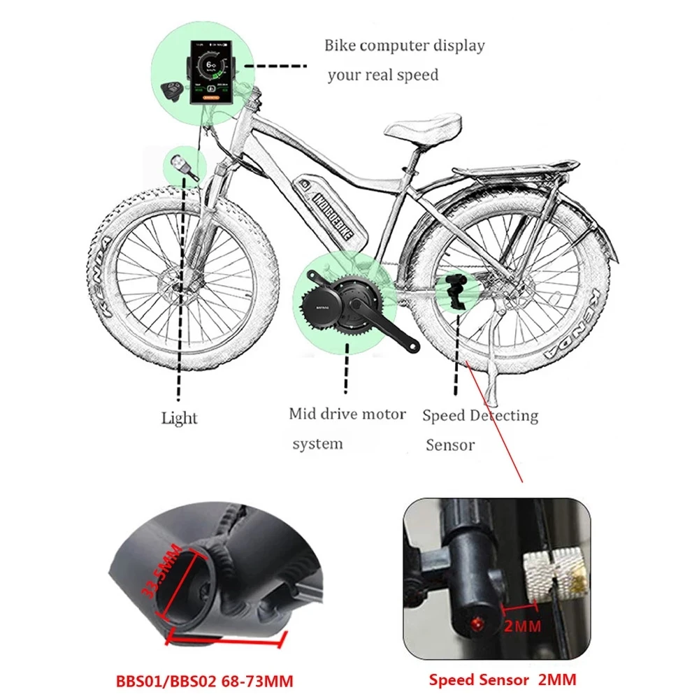 Bafang BBS02B BBS02 48V 500W 750W Бесщеточный комплект для электродвигателя электрический