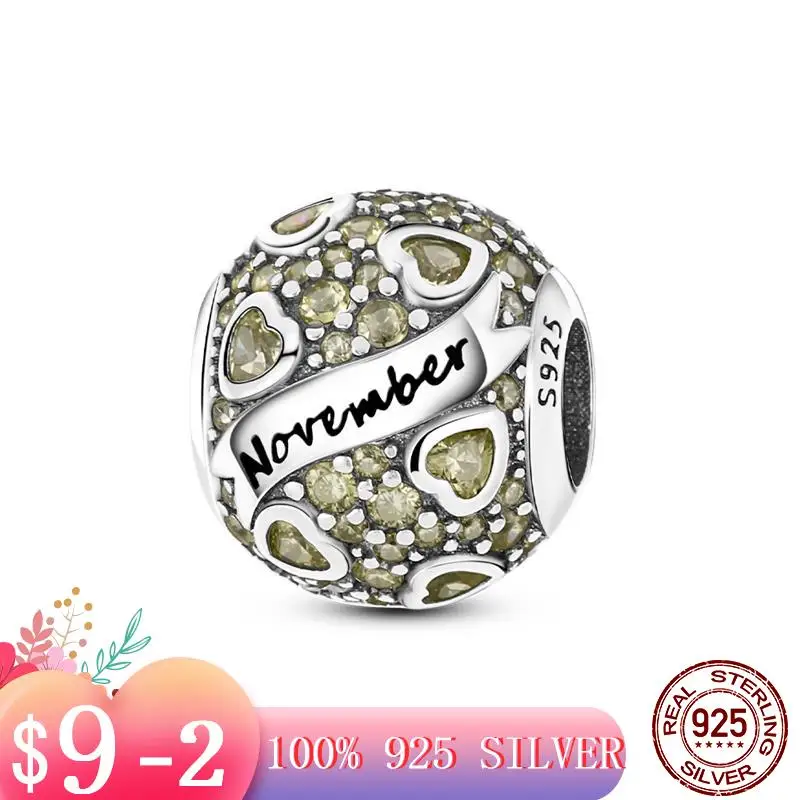 

Independent Design New 925 Sterling Silver Birthstone November Charm Fit Original Pandora Bracelet Making DIY Jewelry For Women