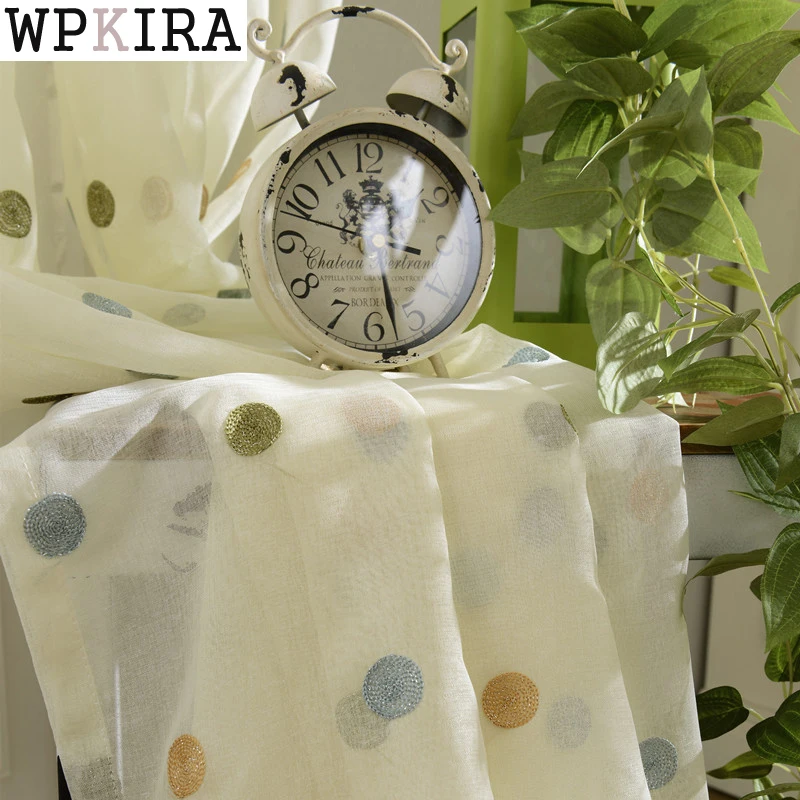 Круглая вышитая прозрачная занавеска тюлевые шторы в Корейском стиле для