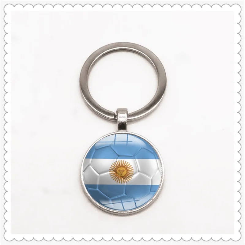 

Beautiful patriotic flag football pattern keychain convex round pendant classic fashion men and women keychain gift jewelry