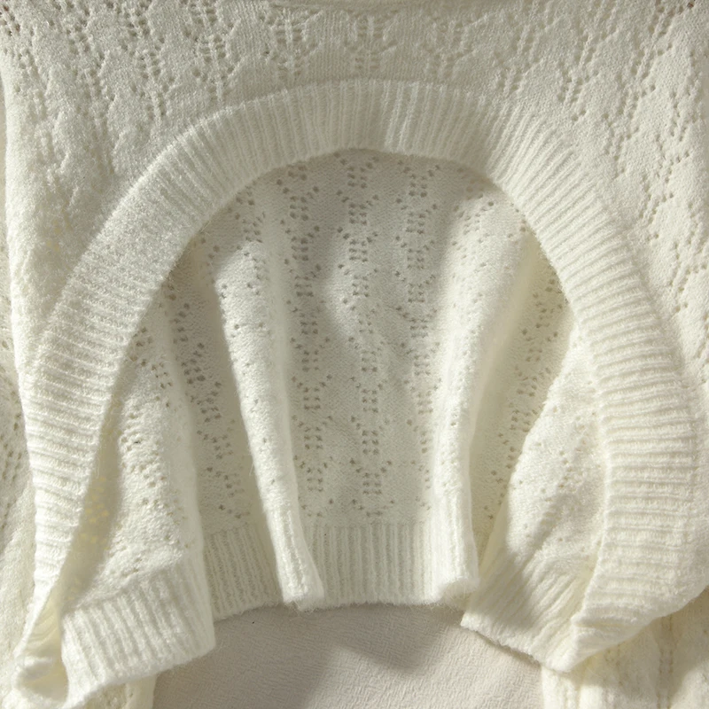 Свободные пуловеры для женщин трикотажные свитера с вырезами и длинным рукавом