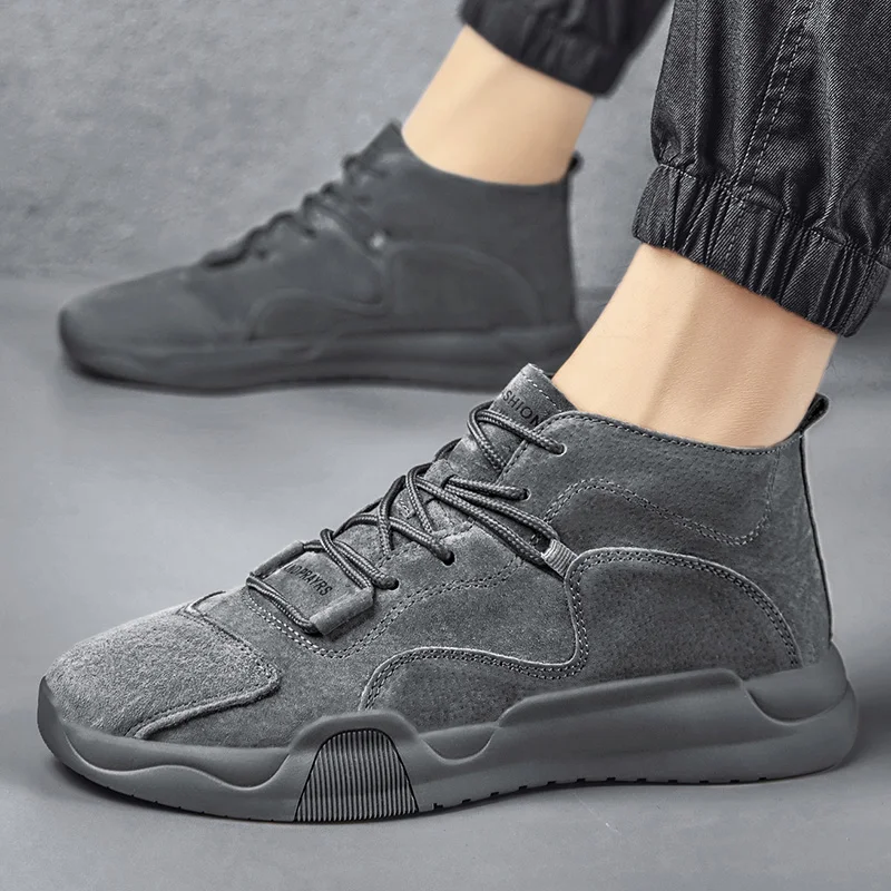 

2020 New Trend Men Casual Flats Shoes High Top Man Comfortable Casual Lace Up Sneakers Walking Men Footwear Fashion Mens Shoes