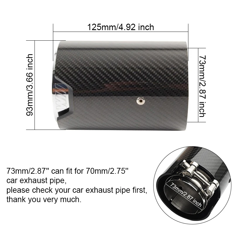 

Car LED Exhaust Muffler Tip Pipe Flaming Straight Length 125mm Car Modified Single Outlet Tail Throat for Bmw M2 M3 M4 M5