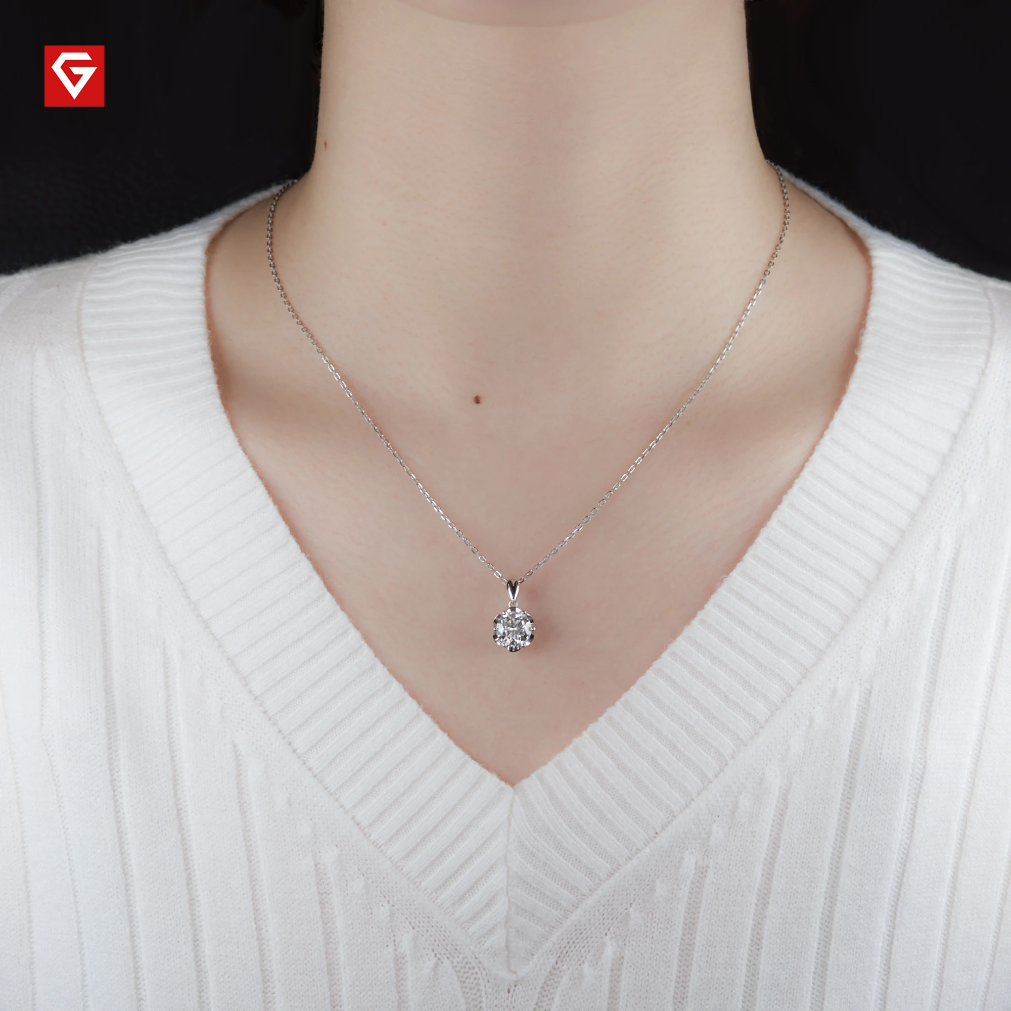 GIGAJEWE D Цвет 2ct моиссанит цветок шесть зубцов 925 Серебряный кулон ожерелье 18K