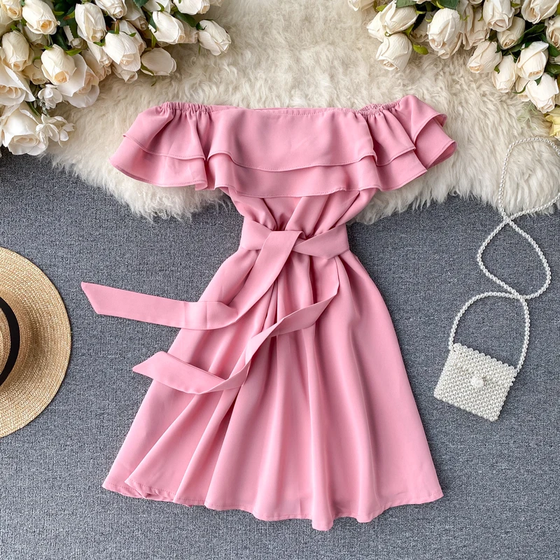 Платье женское с оборками пикантное пляжное праздничное Короткое облегающее