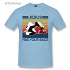 Футболки для бразильского джиу-джитсу, футболки с христианскими мотивами, с принтом Иисуса и Вашей спиной, Мужскаяженская летняя футболка с коротким рукавом, футболка, топ в подарок