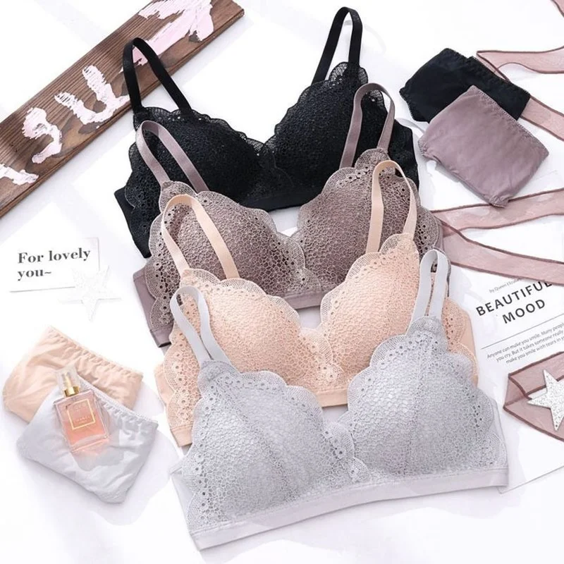 

Women Sexy Bralette Set French Triangle Cup Bra Suit Wire Free Lingerie Comfortable Underwear Bras 2021 New Push Up Bra