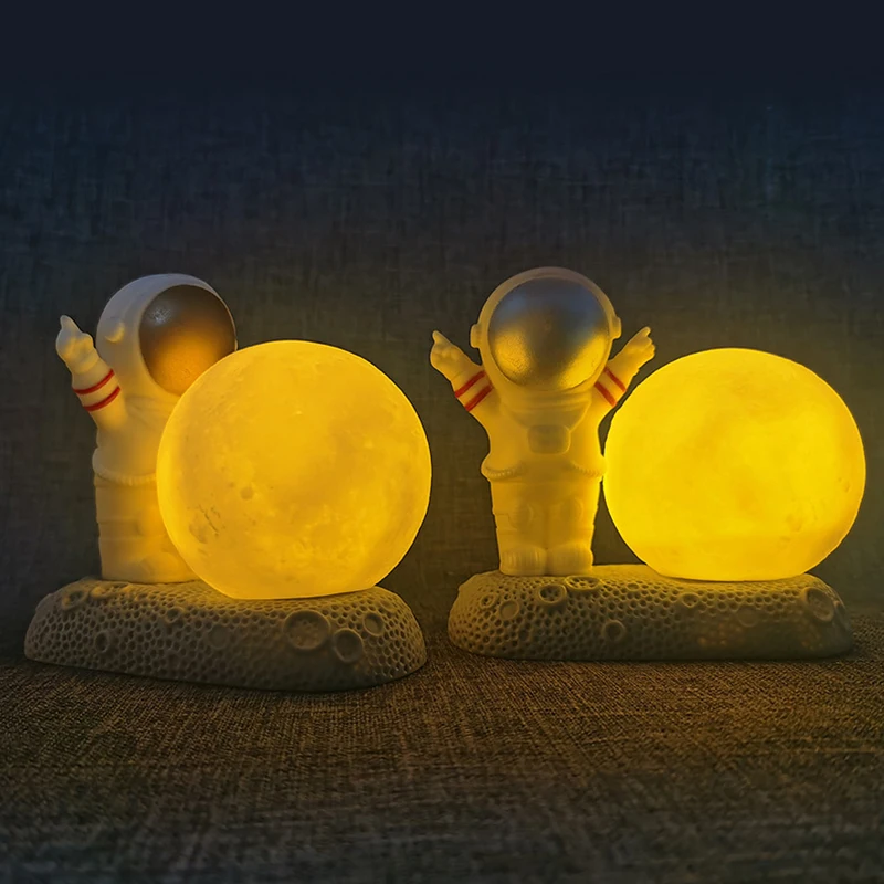 

Astronaut Spaceman Led Night Light Boy Bedroom Bedside Desktop Creative Decoration Home Decoration Gift Resin Lamp Child Gift