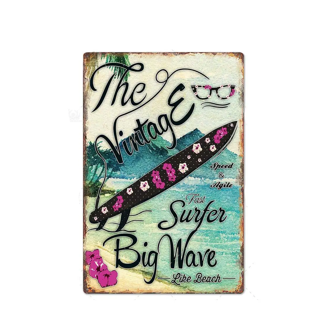 

Vintage Big Wave Surfing Surf Van Like Beach Flower Surfing Metal Tin Sign 8x12 Inch Retro Art Home Cafe Office Wall Decor New