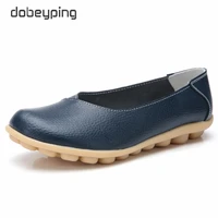 dobeyping new spring autumn shoes woman genuine leather women flats shallow womens loafers sewing female shoe big size 35 44