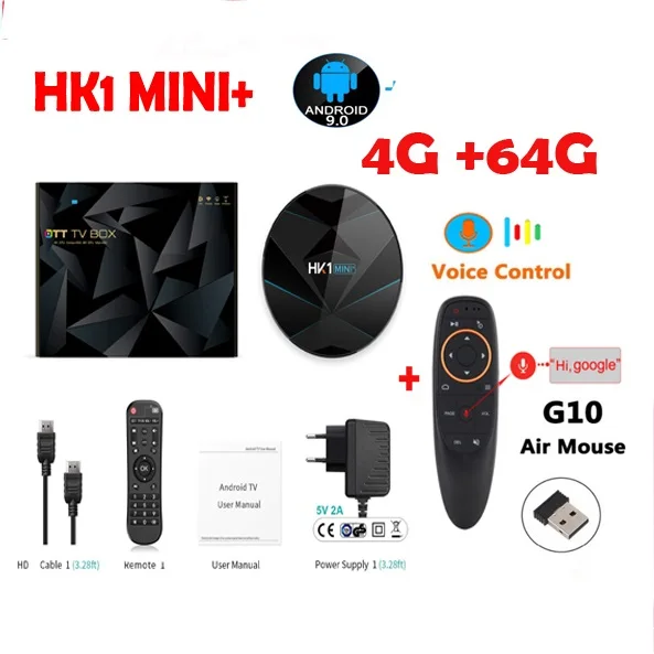 Android 9 0 TV BOX bluetooth 4k Wi Fi 2 4g & 5g HK1 мини палка для селфи +/плюс 2G/16G/4G 64G/32G с двумя камерами