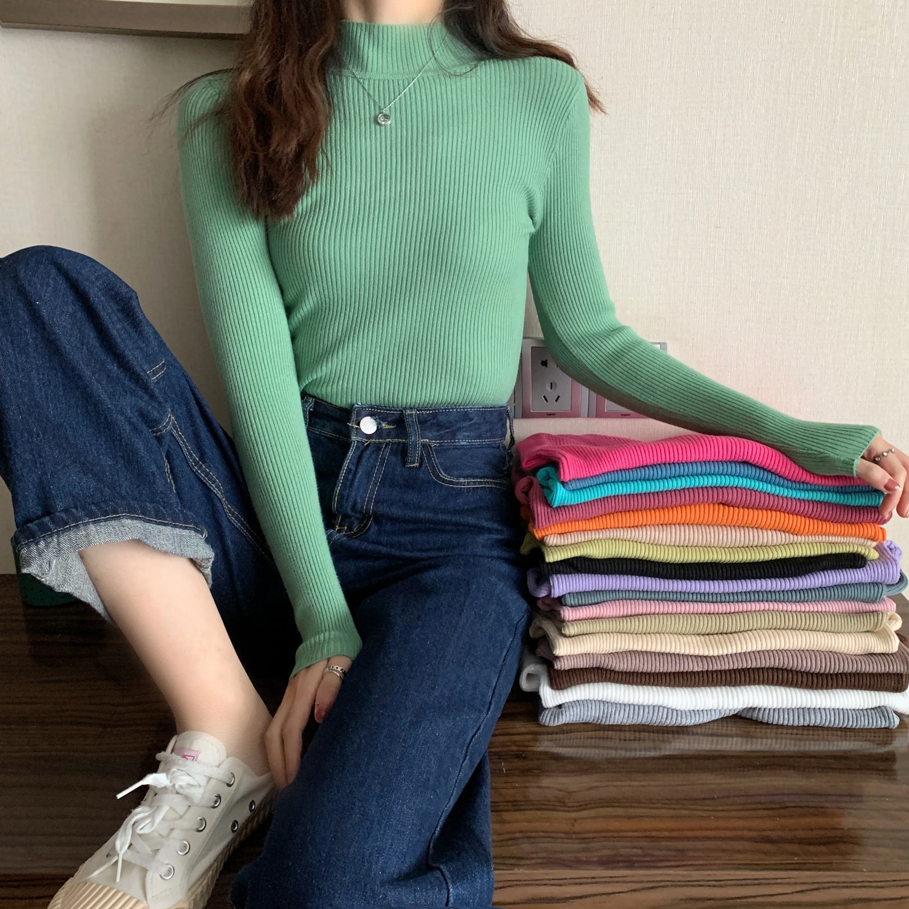 

BOBOKATEER Frau Pullover Slim Female Clothing Knitted Jersey Mujer Women Sweaters Turtleneck Sweter Damski Pull Hiver Femme Tops