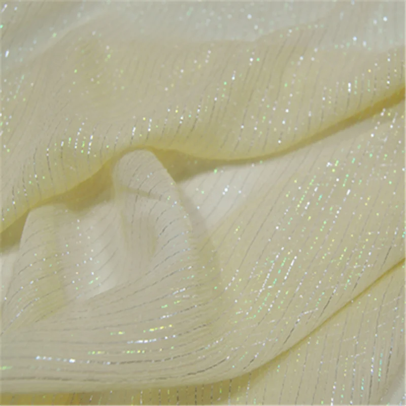 

Wonderful Design Hot Sale Silk Metallic Lurex Line Fabric with Smooth Feeling Material For Nice Dress