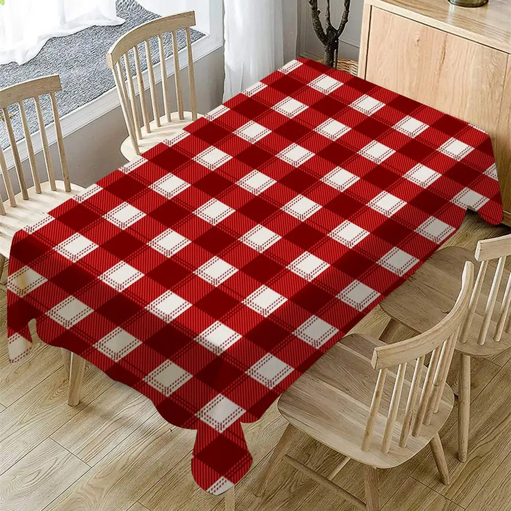 

Red Plaid Stripes Tablecloth Waterproof Oilproof Rectangular Table Cloth Hotel Restaurant Family Practical Banquet Tablecloth