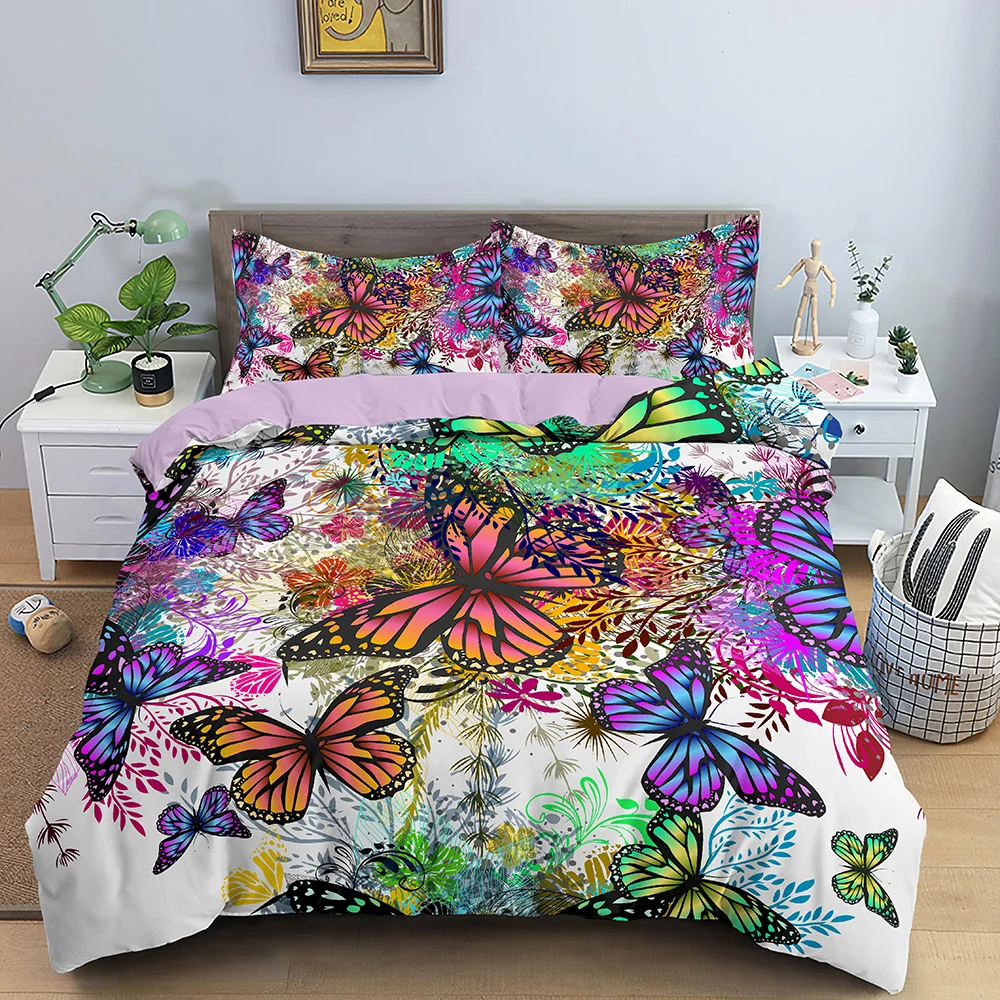 

3D Printed Luxury Bedding Set Beating Comforter Cover Kids Adult Bedding Set for Winter US/EU/AU Size Colorful Butterfly