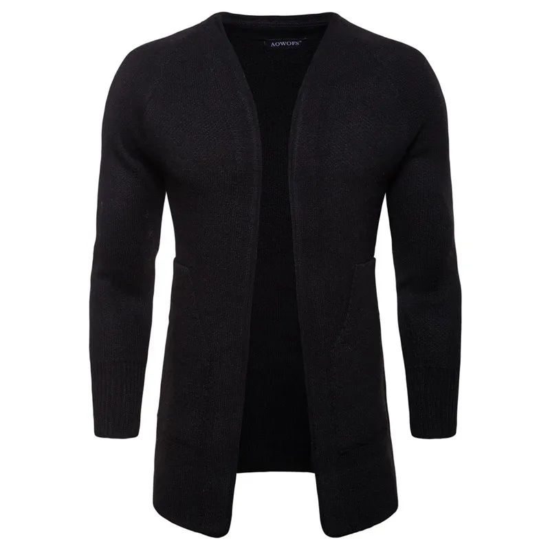 Black Sweater Осень зима мужской свитер пальто Модная плотная вязка верхняя одежда мужской Повседневный Кардиган с v-образным вырезом топы свитера размера плюс M-XXL - Цвет: Black Sweater
