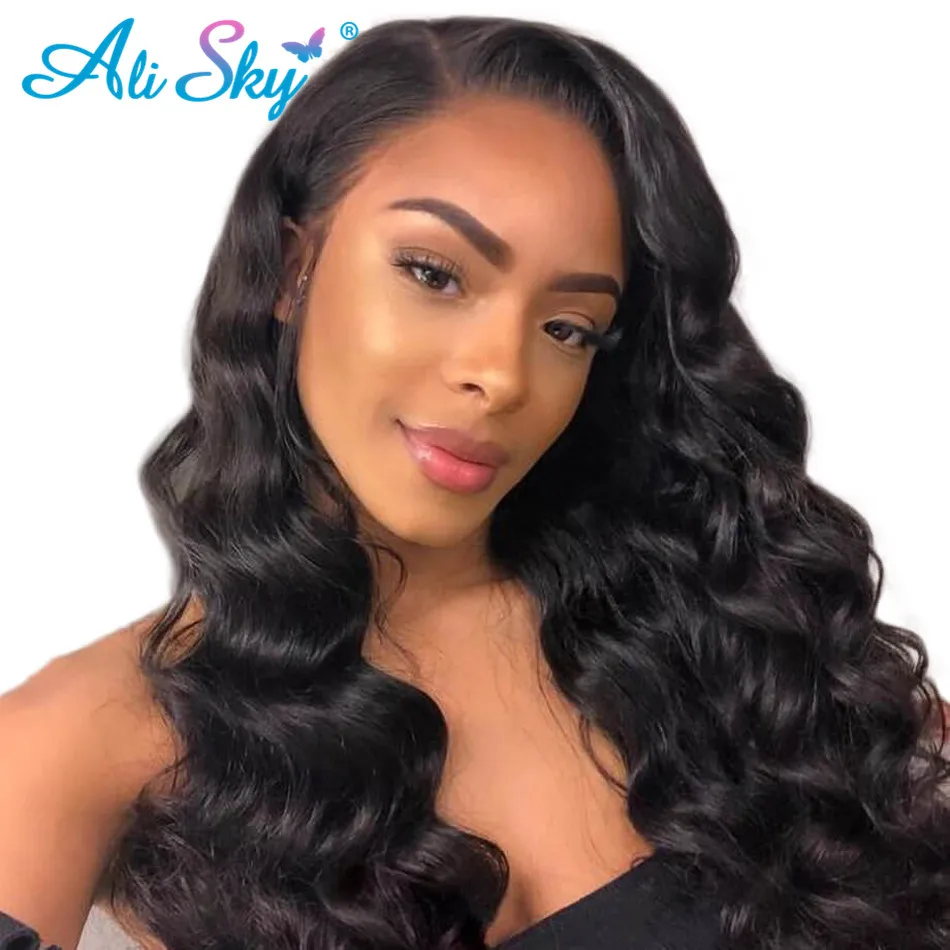 

Alisky Hair Malaysian Loose Wave Bundles with Closure Pre Plucked With Baby Hair Wavy Hair Bundles no shedding Remy Human Hair