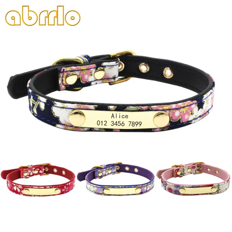 Ошейник для собаки с цветочным узором Персонализированная бирка щенка ошейник