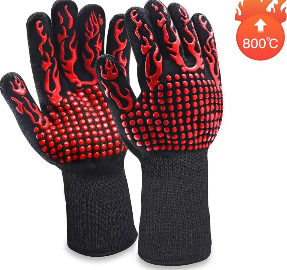 5 Pair Red Gloves 1 пара перчаток для барбекю, термостойкие силиконовые перчатки 1472 °F, перчатки для духовки, для барбекю, для приготовления пищи, для выпечки, камины, сковороды - Цвет: 5 Pair Red Gloves