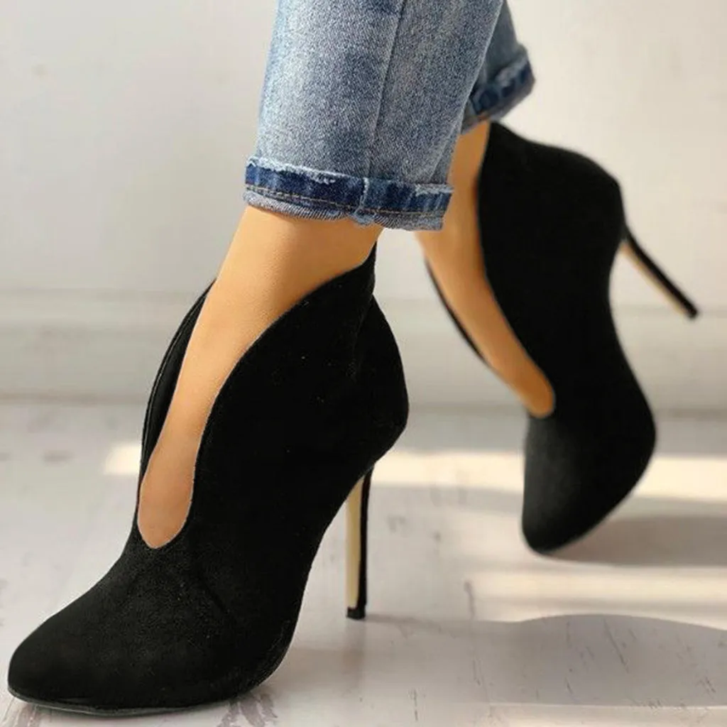 YOUYEDIAN/пикантные ботинки Женские на высоком каблуке туфли лодочки с острым носком