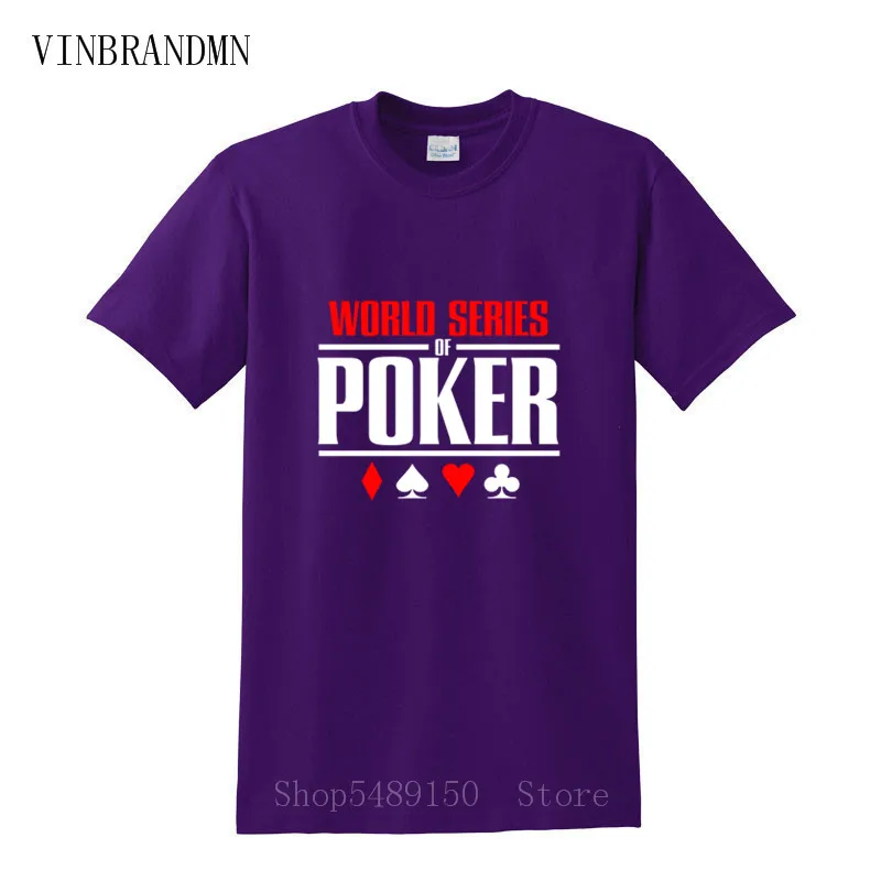Classic Creative Poker Logo Men's Lowest Price O Neck Tees Latest Fashion World Series Of Hipster T Shirt Funny Game | Мужская