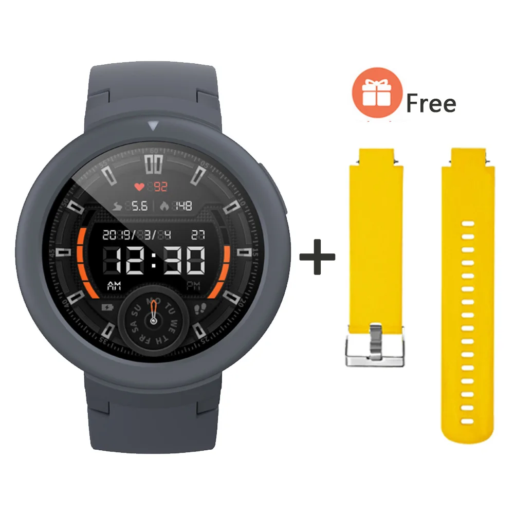 Gray add Yellow Глобальная версия Huami AMAZFIT Verge Lite Смарт-часы мужские wo мужские gps+ ГЛОНАСС IP68 Водонепроницаемые мульти-спортивные Смарт-часы трекер здоровья - Цвет: Gray add Yellow