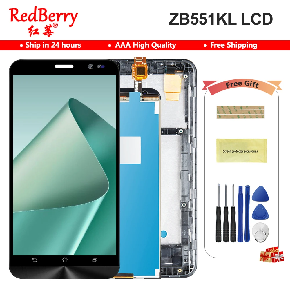 Дисплей 5 дюйма для ASUS Zenfone Go ZB551KL сенсорный экран в сборе с рамкой ЖК дисплей АДР TV