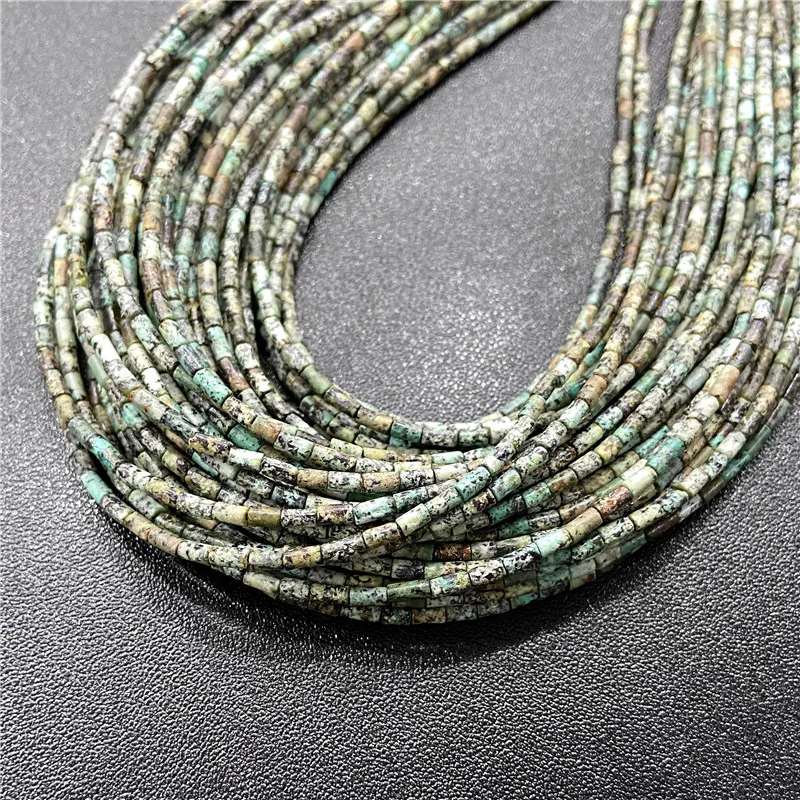 

15.5" 2*4mm Green African Turquoises Tube gem stone jaspe spacer Beads charm for Jewelry making earring necklace bracelet green