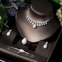 hibride choker design adjustable wedding bridal necklace and earring set water drop jewelry for women conjunto de joyas n 777