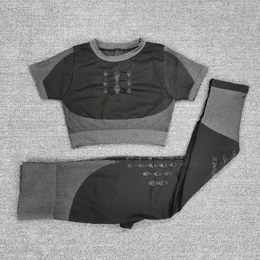 Новый Бесшовный комплект для йоги спортивная одежда фитнеса женские леггинсы