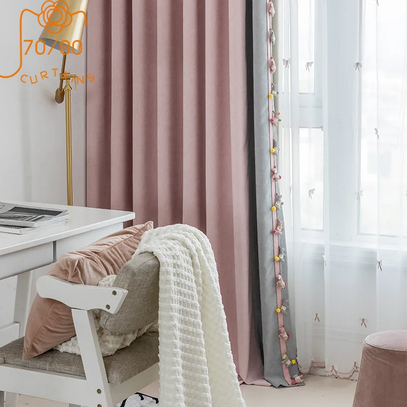 

Curtains for Living Room Bedroom Curtain Window Screen Cartoon Corduroy Pony Cloth Children's Room Girl Bay Window