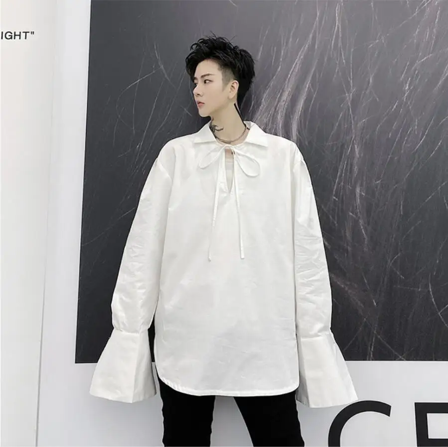 

Extra long sleeve shirt men women Pullover White color Fashion tops for gay Designer stage clothing