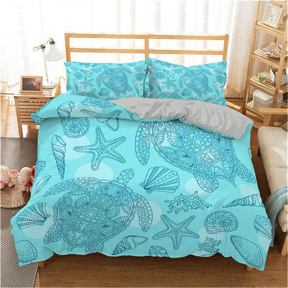 

2021 Ocean Series Sea Turtle 3D Bedding set Duvet Cover bedclothes bed linen US EU AU UK Size