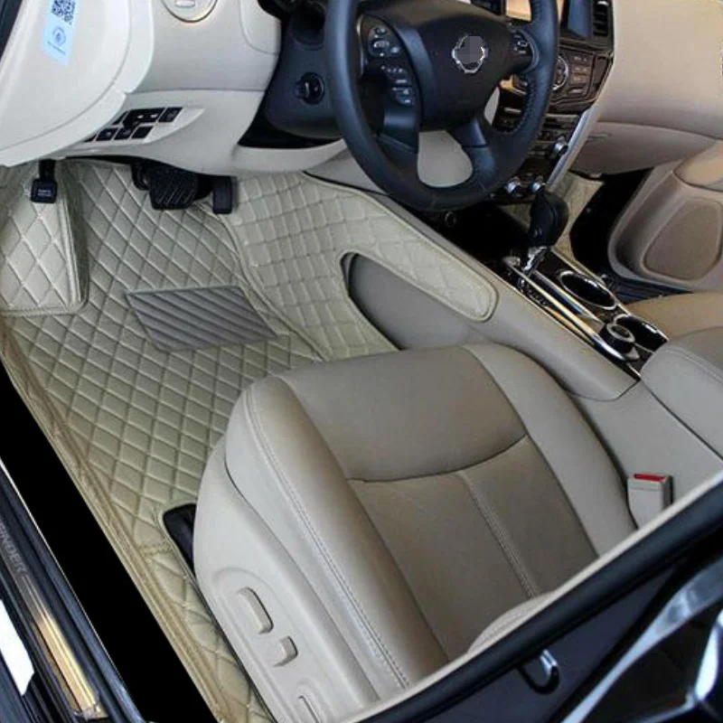 

leather car floor mats for Nissan Pathfinder 2013 2014 2015 2016 2017 2018 2019 2020 rug carpet 7 seats mat