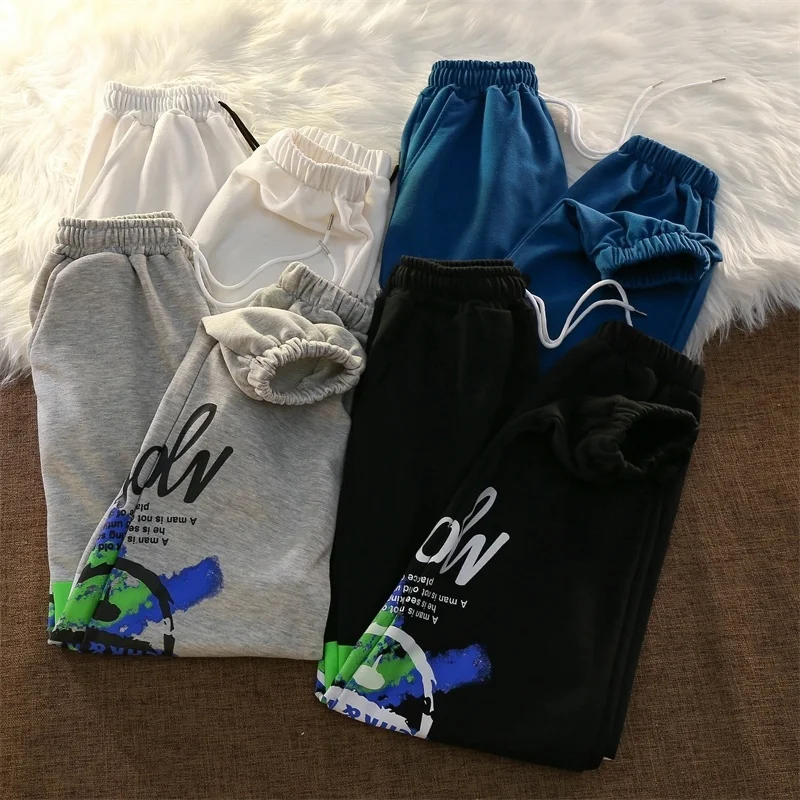 

Женские шаровары Harajuku в стиле Хай-стрит, шаровары в Корейском стиле на завязках с эластичным поясом, Свободные повседневные Хип-хоп в стиле ...